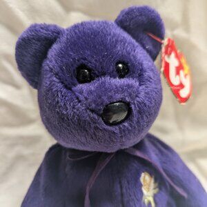 RARE TY Beanie Baby - PRINCESS DIANA Purple Teddy Bear (1997) - Fair Condition